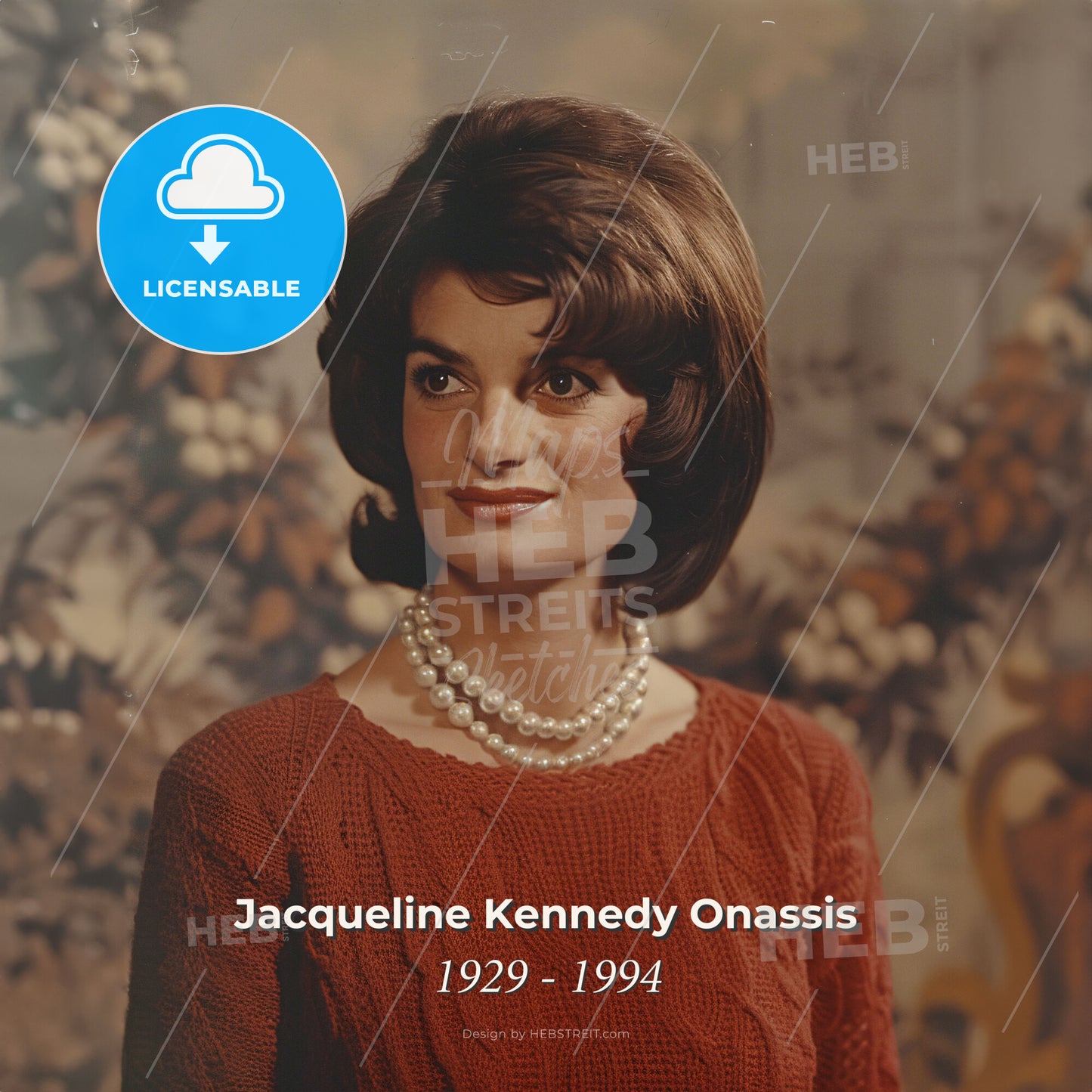 Jacqueline Kennedy Onassis, 1929 - 1994, American First Lady and socialite - A Woman In A Red Sweater Print Template