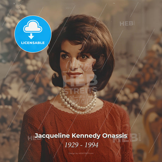 Jacqueline Kennedy Onassis, 1929 - 1994, American First Lady and socialite - A Woman In A Red Sweater Print Template