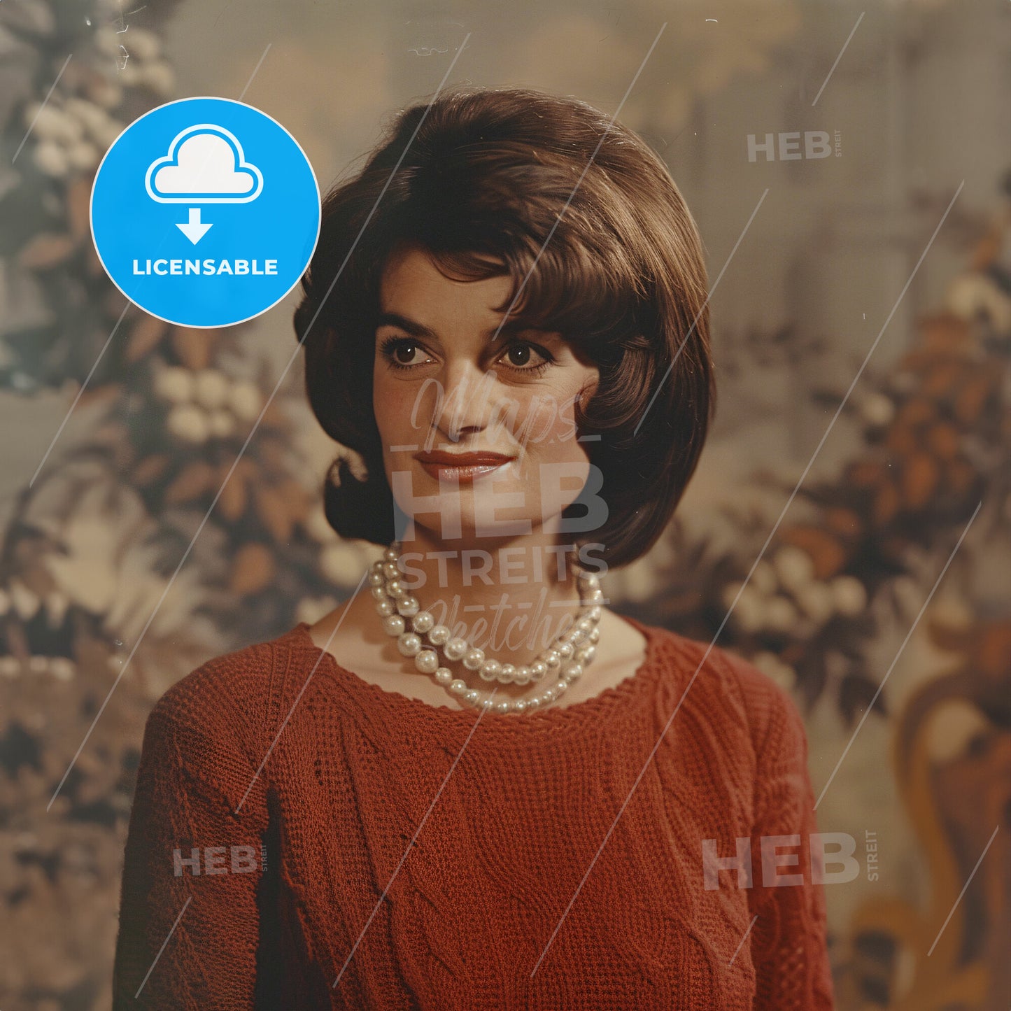 Jacqueline Kennedy Onassis, 1929 - 1994, American First Lady and socialite - A Woman In A Red Sweater