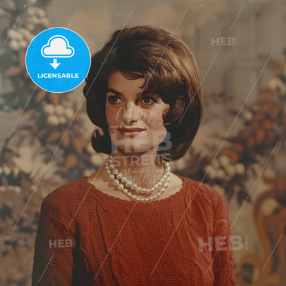 Jacqueline Kennedy Onassis, 1929 - 1994, American First Lady and socialite - A Woman In A Red Sweater