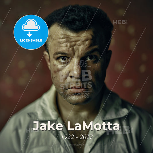 Jake LaMotta, 1922 - 2017, American middleweight boxer - A Man With A Serious Face Print Template