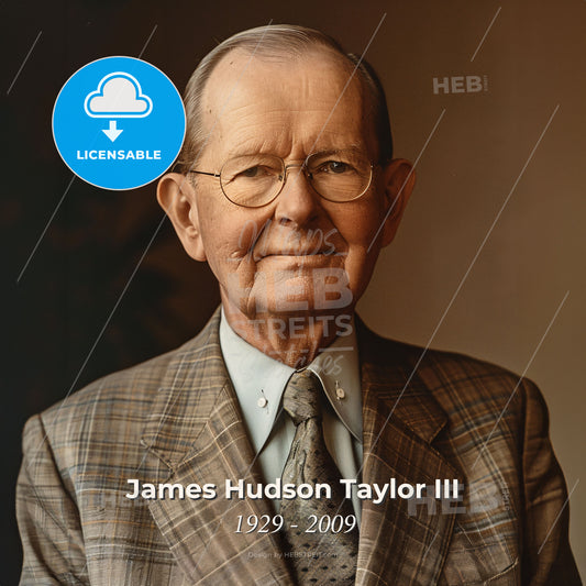 James Hudson Taylor III, 1929 - 2009, British-American missionary - An Old Man Wearing Glasses And A Suit Print Template