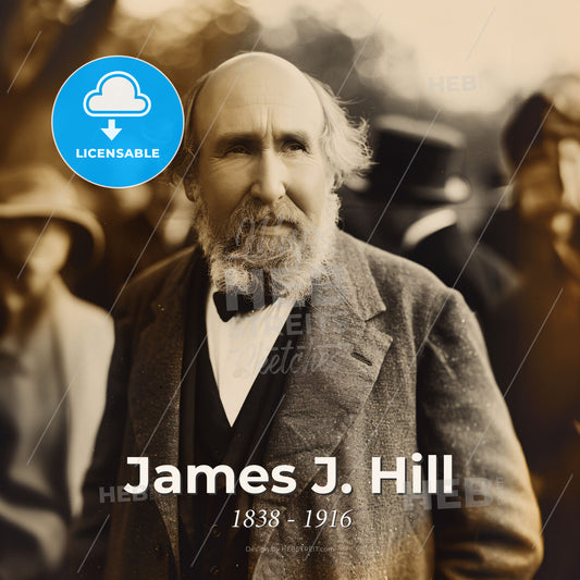 James J. Hill, 1838 - 1916, Canadian-American railway executive - A Man With A Beard Print Template