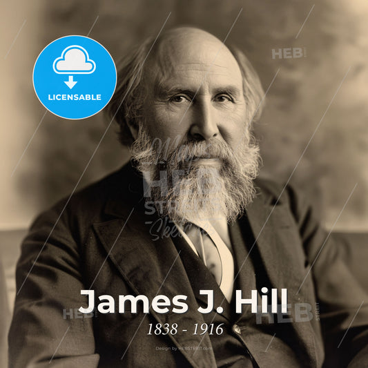 James J. Hill, 1838 - 1916, Canadian-American railway executive - A Man With A Beard Print Template