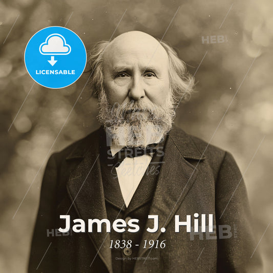 James J. Hill, 1838 - 1916, Canadian-American railway executive - A Man With A Beard And A Suit Print Template