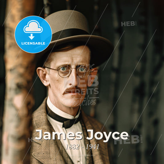 James Joyce, 1882 - 1941, Irish writer - A Man In A Hat And Glasses Print Template