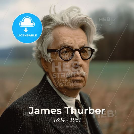 James Thurber, 1894 - 1961, American cartoonist and writer - A Man In A Suit And Tie Print Template
