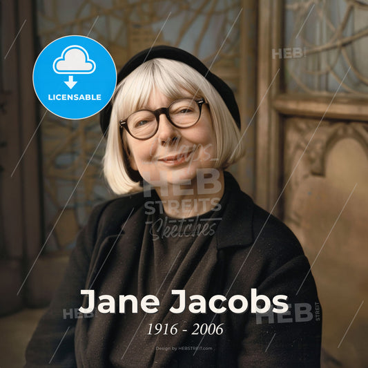 Jane Jacobs, 1916 - 2006, American-Canadian journalist and urbanist - A Woman Wearing Glasses And A Black Hat Print Template