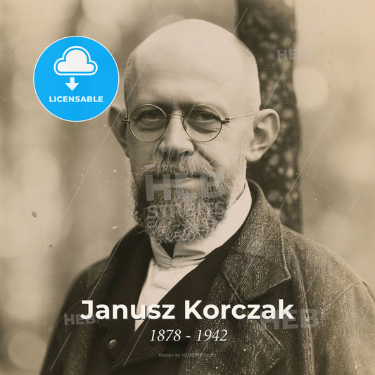 Janusz Korczak, 1878 - 1942, Polish educator and pediatrician - A Man With A Beard And Glasses Print Template