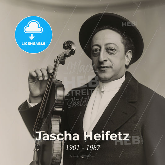 Jascha Heifetz, 1901 - 1987, Russian-American violinist - A Man Holding A Violin Print Template