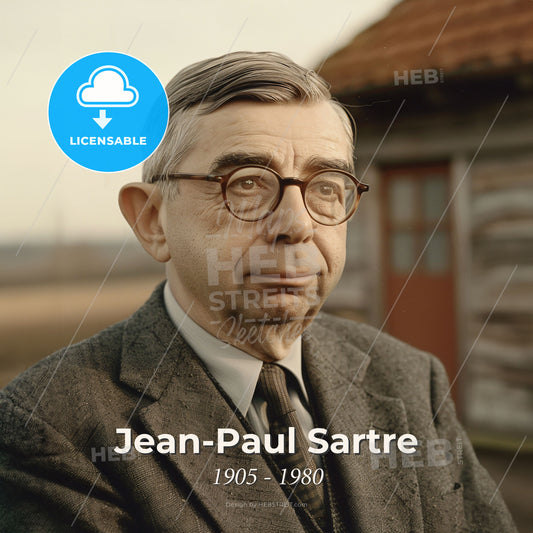 Jean-Paul Sartre, 1905 - 1980, French philosopher and writer - A Man In A Suit And Tie Print Template
