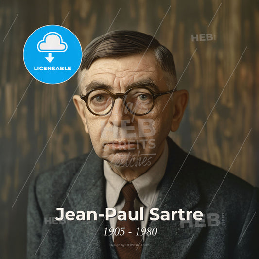 Jean-Paul Sartre, 1905 - 1980, French philosopher and writer - A Man In A Suit And Tie Print Template