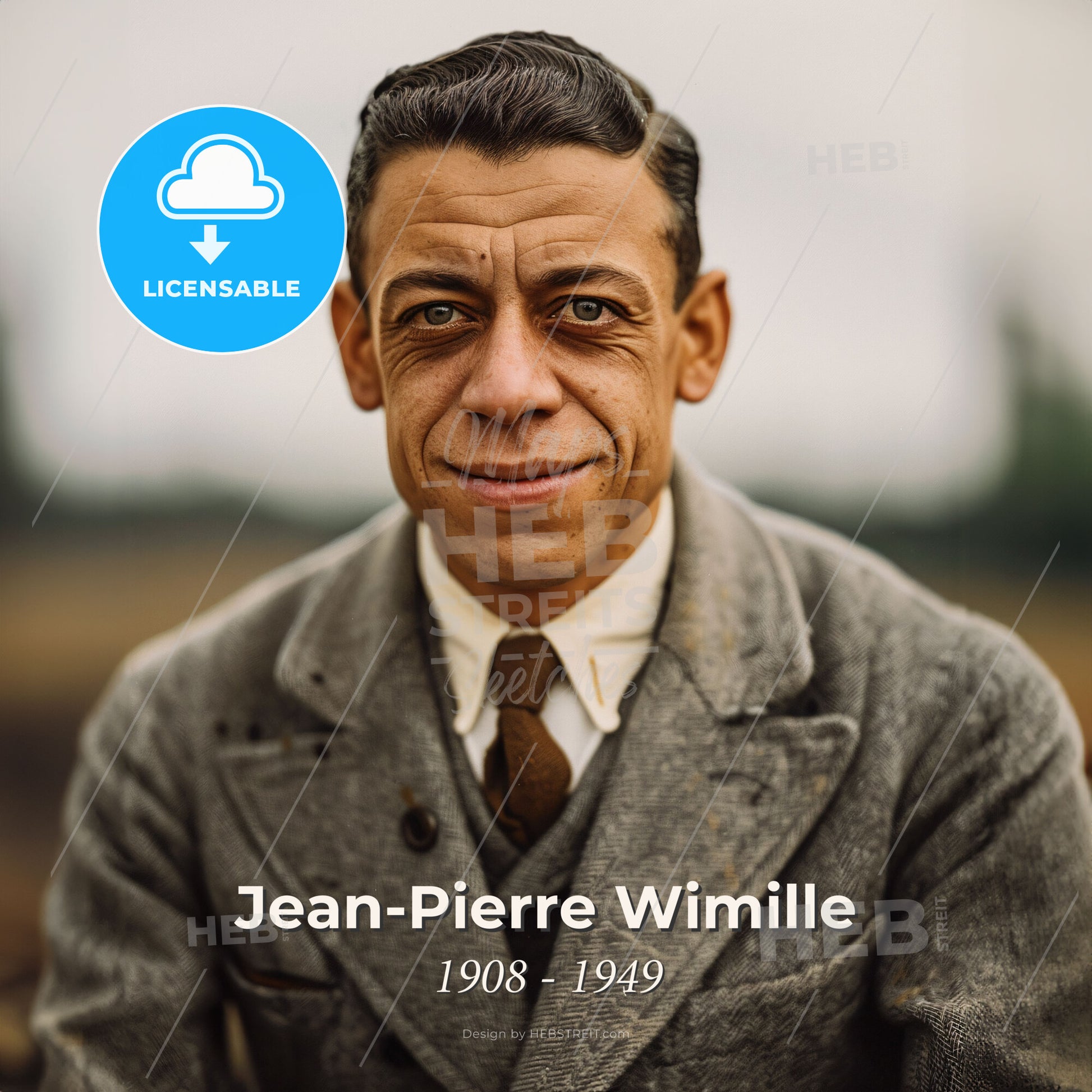 Jean-Pierre Wimille, 1908 - 1949, French racing driver - A Man In A Suit Print Template
