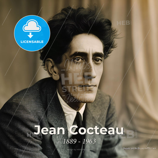 Jean Cocteau, 1889 - 1963, French writer and filmmaker - A Man In A Suit Print Template