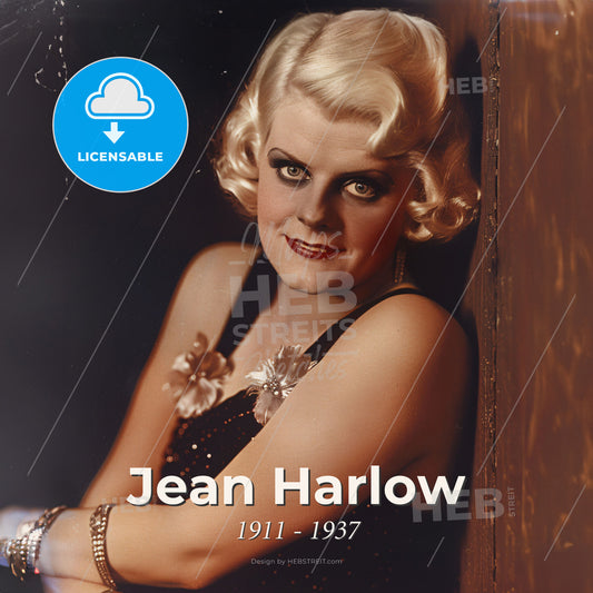 Jean Harlow, 1911 - 1937, American actress - A Woman Leaning Against A Wall Print Template
