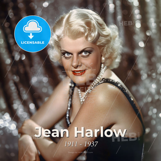 Jean Harlow, 1911 - 1937, American actress - A Woman In A Black Dress Print Template