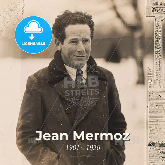 Jean Mermoz, 1901 - 1936, French aviator and navigator - A Man In A Coat Print Template