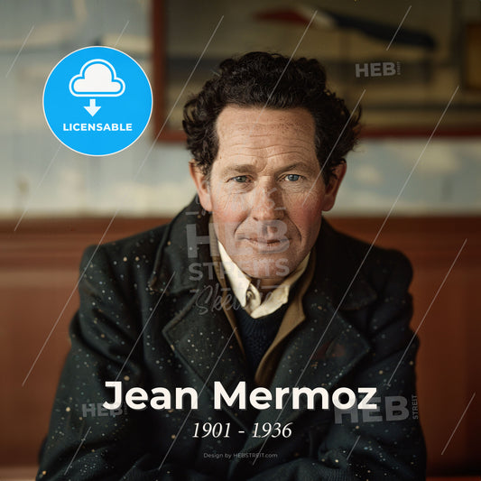 Jean Mermoz, 1901 - 1936, French aviator and navigator - A Man In A Coat Print Template
