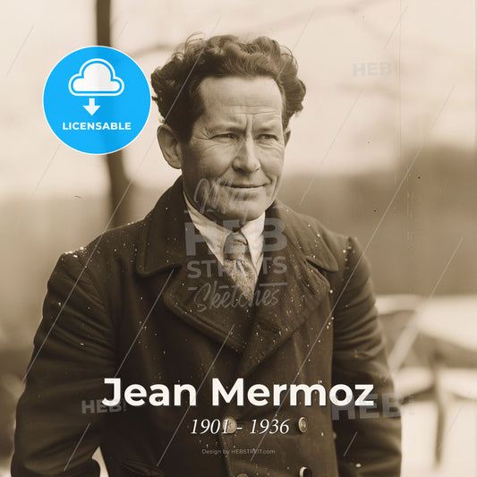 Jean Mermoz, 1901 - 1936, French aviator and navigator - A Man In A Coat Print Template