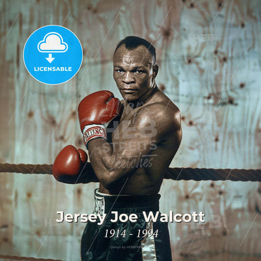 Jersey Joe Walcott, 1914 - 1994, American heavyweight boxer - A Man Wearing Boxing Gloves Print Template