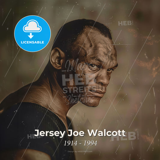 Jersey Joe Walcott, 1914 - 1994, American heavyweight boxer - A Man With A Scruffy Face Print Template