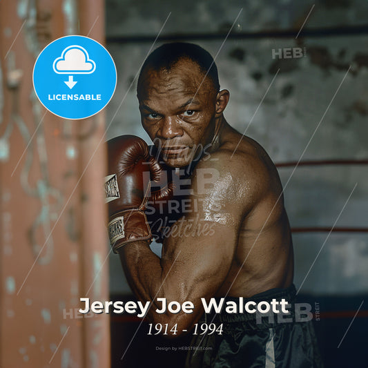 Jersey Joe Walcott, 1914 - 1994, American heavyweight boxer - A Man Wearing Boxing Gloves Print Template