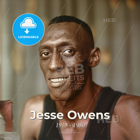 Jesse Owens, 1913 - 1980, American track and field athlete - A Man Smiling For The Camera Print Template