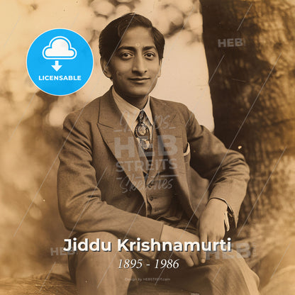 Jiddu Krishnamurti, 1895 - 1986, Indian spiritual teacher - A Man Sitting On A Tree Trunk Print Template