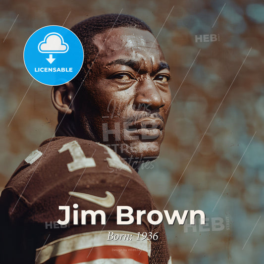 Jim Brown, Born: 1936, American football player - A Man In A Football Jersey Print Template