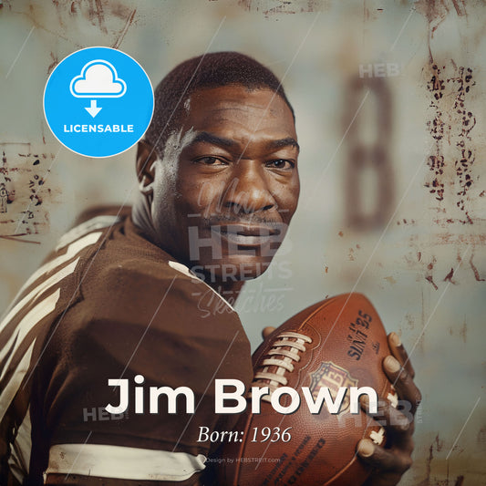 Jim Brown, Born: 1936, American football player - A Man Holding A Football Print Template
