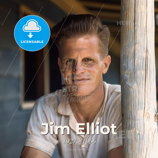 Jim Elliot, 1927 - 1956, American missionary - A Man Leaning Against A Pole Print Template