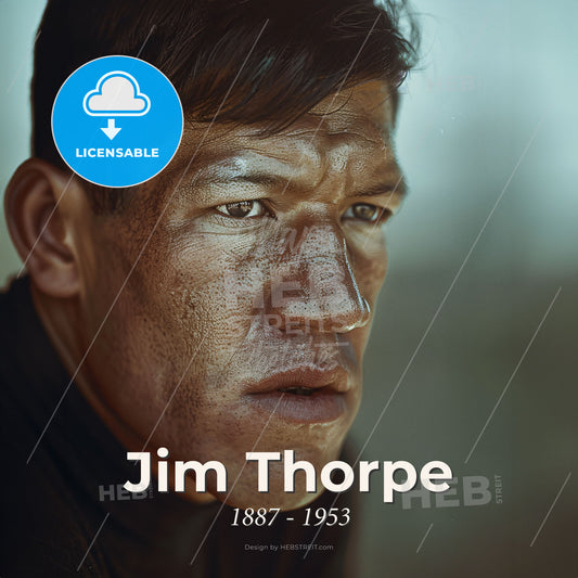 Jim Thorpe, 1887 - 1953, American athlete - A Man With A Wet Face Print Template