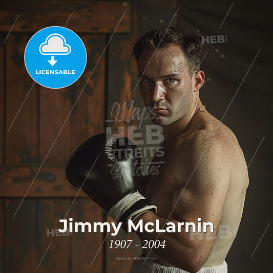 Jimmy McLarnin, 1907 - 2004, Canadian welterweight boxer - A Man Wearing Boxing Gloves Print Template