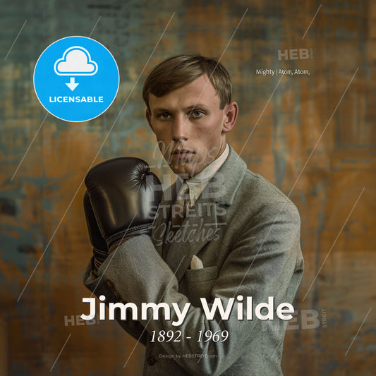 Jimmy Wilde, 1892 - 1969, Welsh flyweight boxer - A Man Wearing Boxing Gloves Print Template
