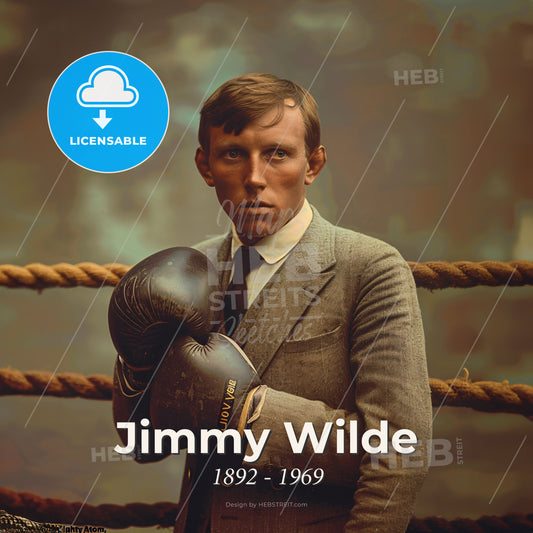 Jimmy Wilde, 1892 - 1969, Welsh flyweight boxer - A Man In A Suit And Boxing Gloves Print Template