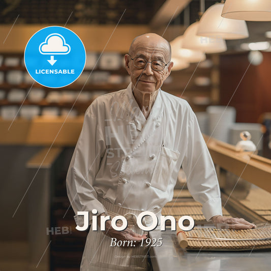 Jiro Ono, Born: 1925, Japanese sushi chef - A Man In A Chef's Uniform Print Template