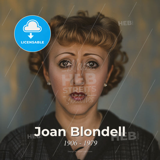 Joan Blondell, 1906 - 1979, American actress - A Woman With Curly Hair And A Black Jacket Print Template