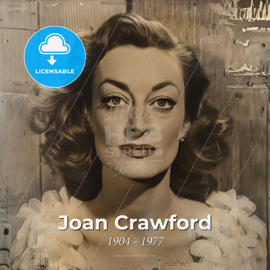 Joan Crawford, 1904 - 1977, American actress - A Woman With Curly Hair And A White Dress Print Template