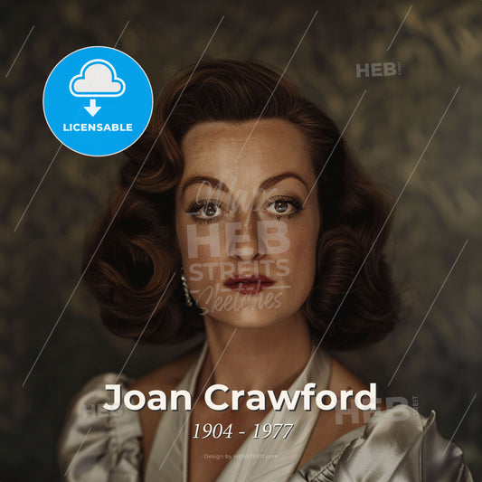 Joan Crawford, 1904 - 1977, American actress - A Woman With Brown Hair And Red Lipstick Print Template