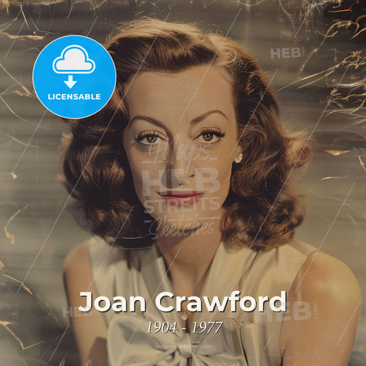 Joan Crawford, 1904 - 1977, American actress - A Woman With Curly Hair And A Bow Tie Print Template