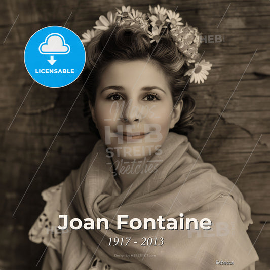 Joan Fontaine, 1917 - 2013, British-American actress - A Woman With Flowers In Her Hair Print Template