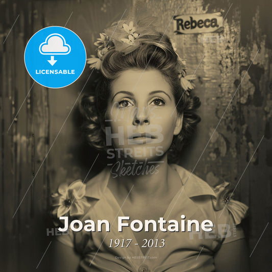 Joan Fontaine, 1917 - 2013, British-American actress - A Woman With Flowers In Her Hair Print Template