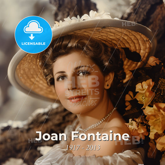 Joan Fontaine, 1917 - 2013, British-American actress - A Woman In A Hat Print Template