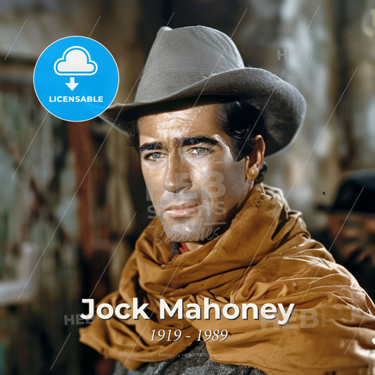 Jock Mahoney, 1919 - 1989, American actor and stuntman - A Man In A Cowboy Hat And Scarf Print Template