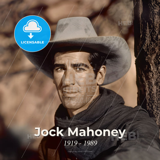 Jock Mahoney, 1919 - 1989, American actor and stuntman - A Man In A Cowboy Hat Print Template