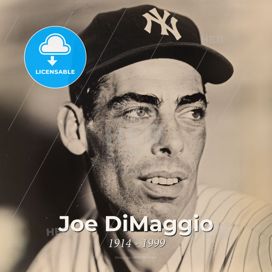 Joe DiMaggio, 1914 - 1999, American baseball player - A Man Wearing A Baseball Cap Print Template