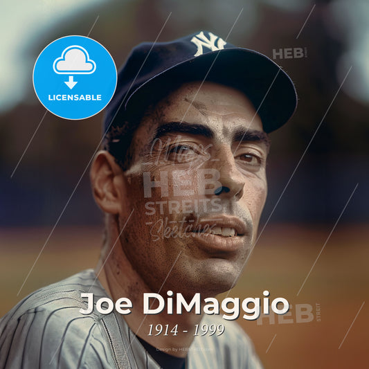 Joe DiMaggio, 1914 - 1999, American baseball player - A Man Wearing A Baseball Cap Print Template
