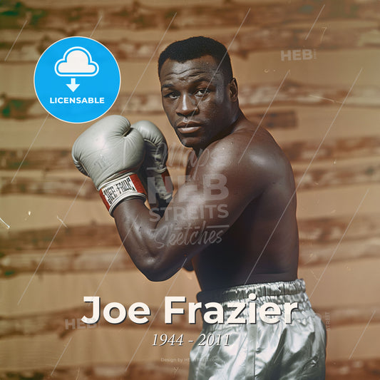 Joe Frazier, 1944 - 2011, American heavyweight boxer - A Man Wearing Boxing Gloves Print Template