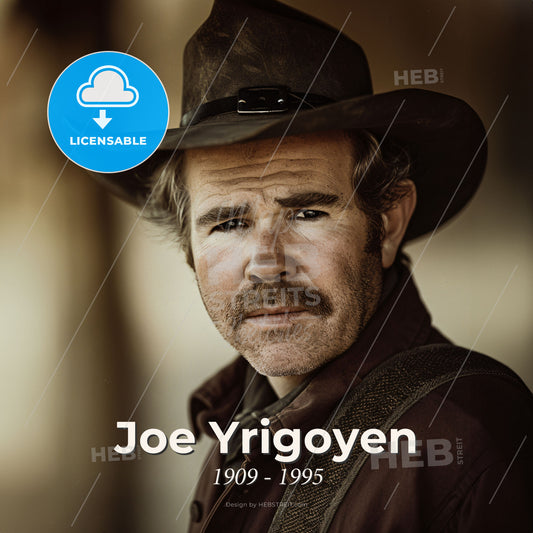 Joe Yrigoyen, 1909 - 1995, American stuntman and actor - A Man With A Mustache And A Cowboy Hat Print Template