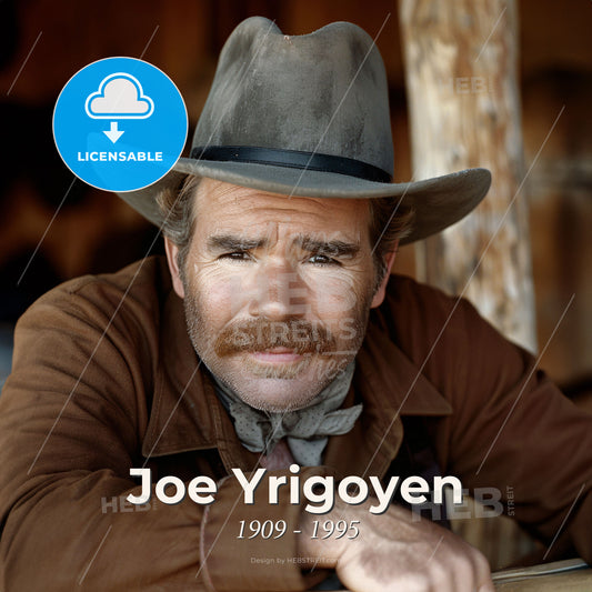 Joe Yrigoyen, 1909 - 1995, American stuntman and actor - A Man With A Mustache Wearing A Cowboy Hat Print Template